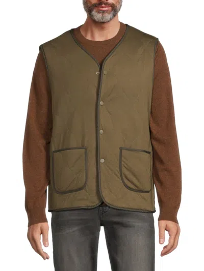 Shop American Stitch Men's Faux Shearling Quilted Vest In Olive