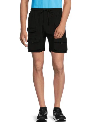 Shop American Stitch Men's Tactical Drawstring Cargo Shorts In Black