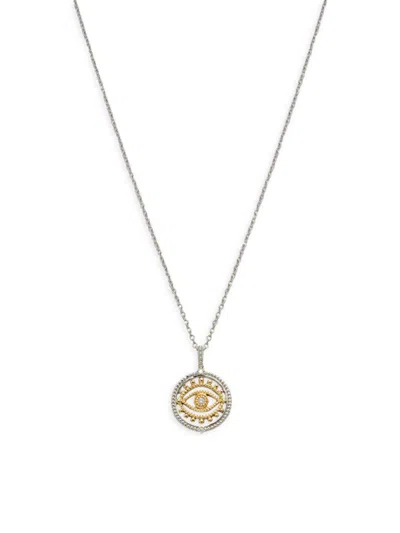 Shop Judith Ripka Women's Two Tone 14k Yellow Gold, Sterling Silver & Diamond Necklace