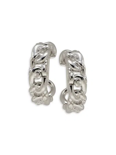 Shop Judith Ripka Women's Sterling Silver Curb Link Hoop Earrings