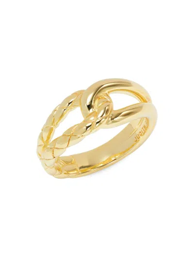 Shop Judith Ripka Women's Aura 14k Goldplated Sterling Silver Interlocked Braided Ring