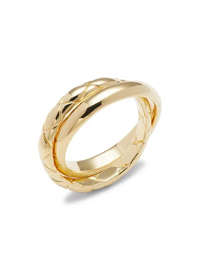 Shop Judith Ripka Women's 2-piece Aura 14k Yellow Goldplated Sterling Silver Ring Set