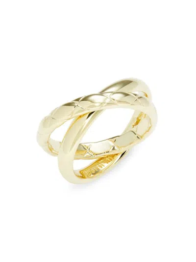 Shop Judith Ripka Women's Aura Goldplated Sterling Silver Criss-cross Braided Ring