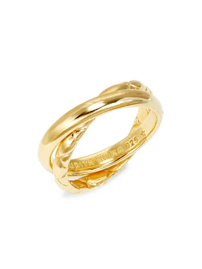 Shop Judith Ripka Women's Aura 14k Goldplated Sterling Silver Rolling Ring