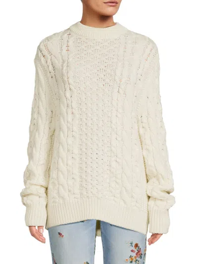 Shop Brandon Maxwell Women's Cable Knit Virgin Wool Sweater In Ivory