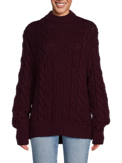 Shop Brandon Maxwell Women's Cable Knit Virgin Wool Sweater In Merlot