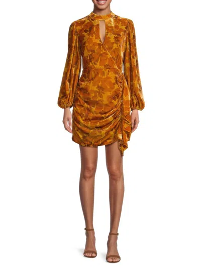 Shop Rhode Women's Zadie Print Ruched Mini Dress In Fall Tan