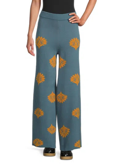 Shop Rhode Women's Freya Floral Wool Pants In Wallpaper