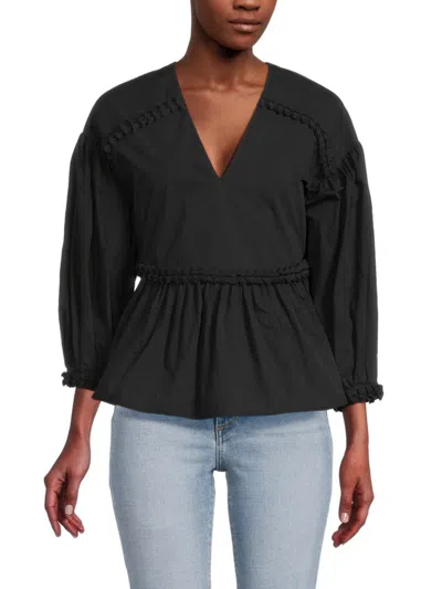 Shop Rhode Women's Arya Dropped Shoulder Peplum Top In Black