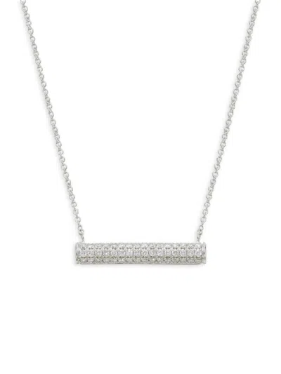 Shop Sydney Evan Women's 14k White Gold & 0.39 Tcw Diamond Bar Pendant Necklace/18"