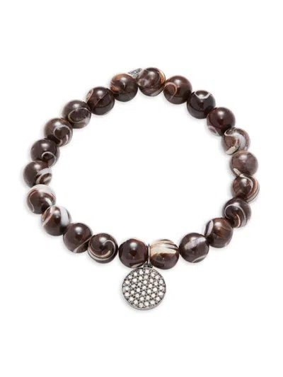 Sydney Evan Women's Black Rhodium, Mother Of Pearl & Diamond Small Beaded Bracelet In Black