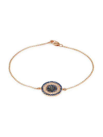 Sydney Evan Women's 14k Yellow Gold, Sapphire, Black Diamond & White Diamond Bracelet In Black