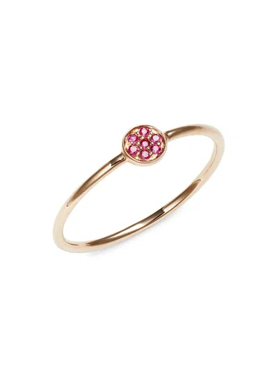 Shop Sydney Evan Women's 14k Rose Gold & Ruby Tiny Disc Ring