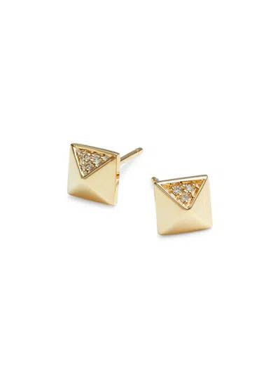 Shop Sydney Evan Women's 14k Yellow Gold & 0.03 Tcw Diamond Pyramid Stud Earrings