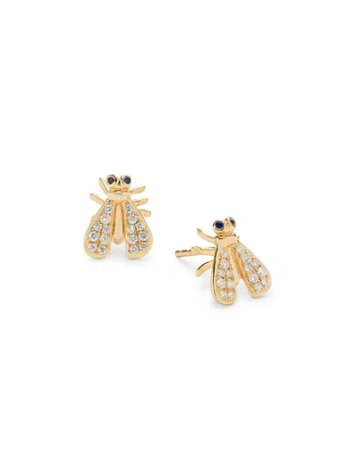 Shop Sydney Evan Women's 14k Yellow Gold, Sapphire & Diamond Fly Stud Earrings