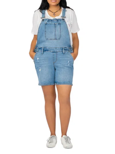 Shop Slink Jeans Plus Women's Distressed Denim Romper In Freya