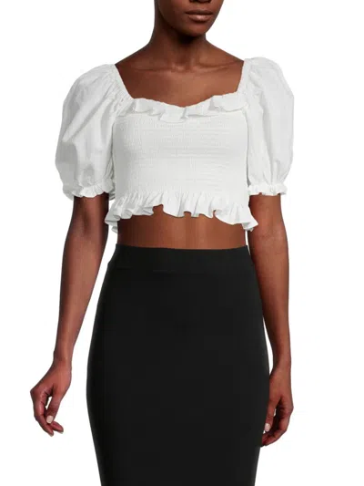 Shop Jacquie The Label Women's Aimee Smocked Crop Top In Off White
