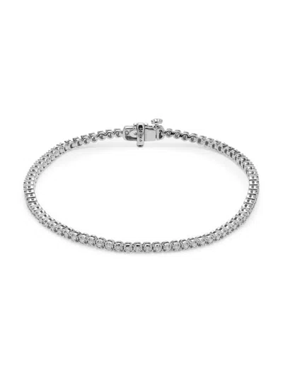 Shop Saks Fifth Avenue Women's Platinum & 1 Tcw Lab Grown Diamond Tennis Bracelet In Neutral