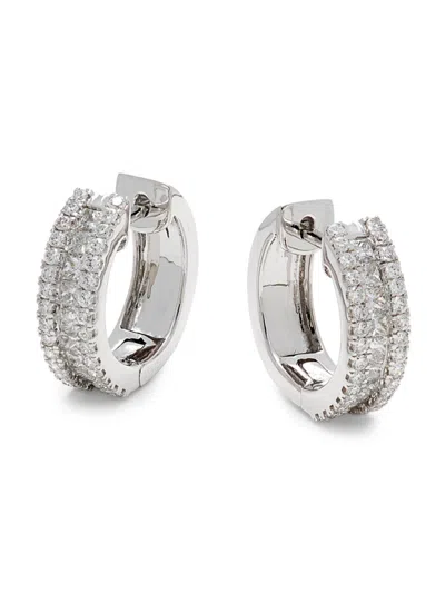 Saks Fifth Avenue Women's 14k White Gold & 1.25 Tcw Lab Grown Diamond Huggie Earrings In White Gold
