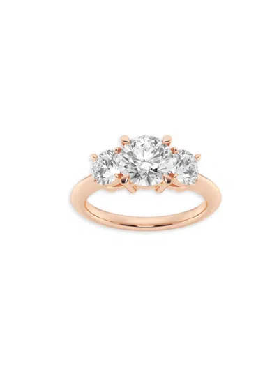 Shop Saks Fifth Avenue Women's Build Your Own Collection 14k Rose Gold & Three Stone Lab Grown Diamond Engagement Ring In 3 Tcw