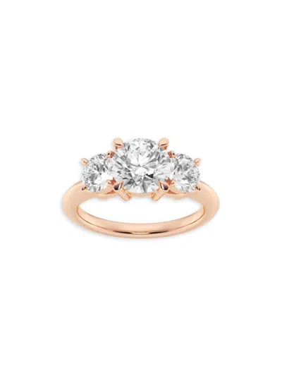 Shop Saks Fifth Avenue Women's Build Your Own Collection 14k Rose Gold & Three Stone Lab Grown Diamond Engagement Ring In 4 Tcw