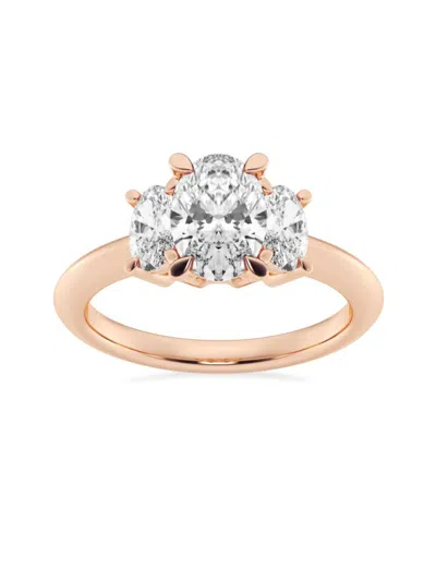 Shop Saks Fifth Avenue Women's Build Your Own Collection 14k Rose Gold & Three Stone Lab Grown Diamond Engagement Ring In 4 Tcw