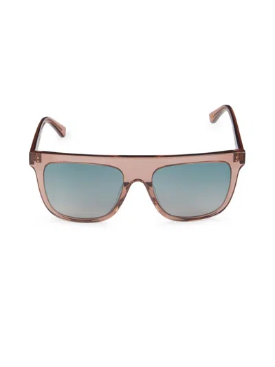 Shop Diff Eyewear Women's 55mm Rectangle Sunglasses In Turquoise