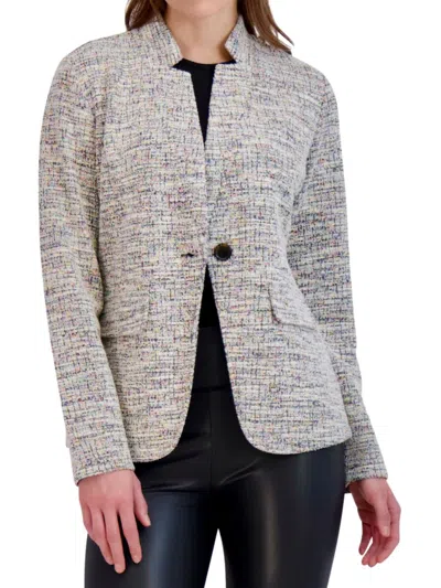 Shop Ookie & Lala Women's Tweed Single Button Blazer In Cream