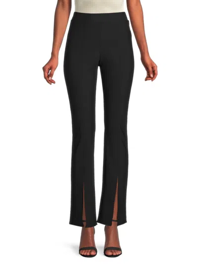 Shop Ookie & Lala Women's Precision Slit Hem Ponte Pants In Black
