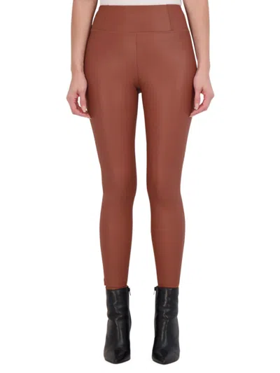 Shop Ookie & Lala Women's High Waisted Vegan Leather Leggings In Luggage