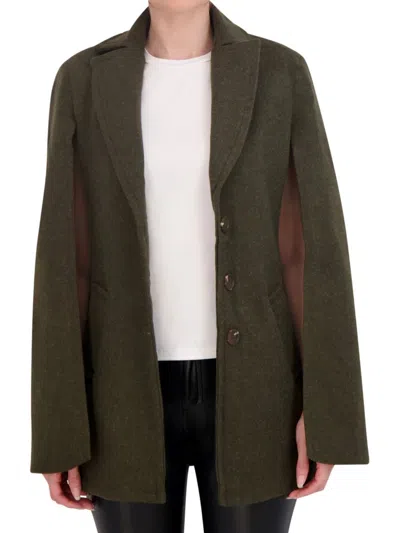 Shop Ookie & Lala Women's Single Breasted Cape Jacket In Military