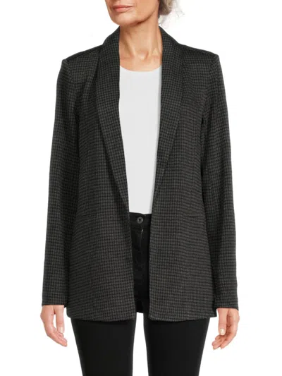 Shop Saks Fifth Avenue Women's Shawl Collar Houndstooth Blazer In Black Grey