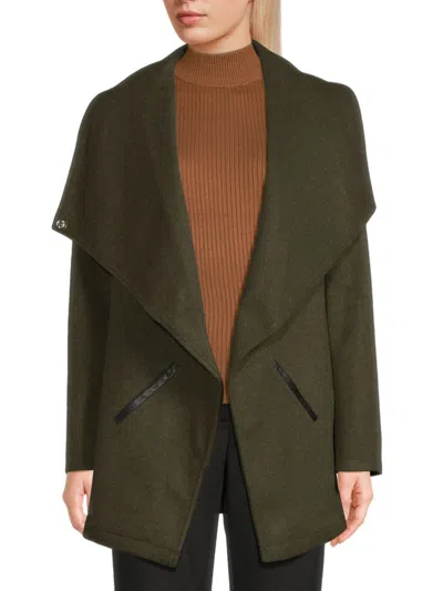 Shop Saks Fifth Avenue Women's Waterfall Collar Open Front Cardigan In Dark Olive