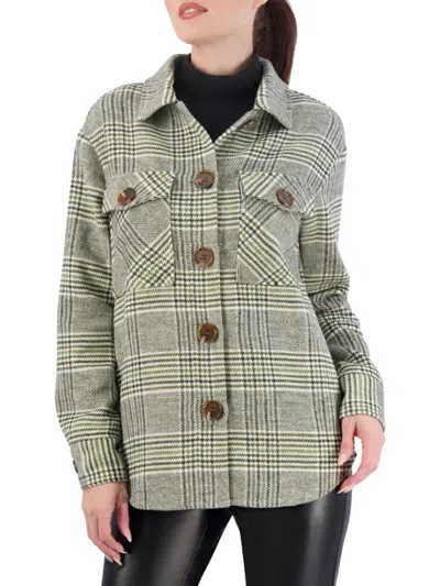 Shop Ookie & Lala Women's Plaid Shirt Jacket In Olive White