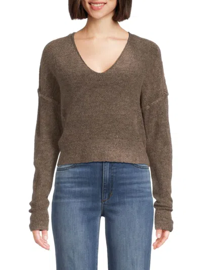 Shop Stitchdrop Women's Brunch V Neck Drop Shoulder Sweater In Fawn