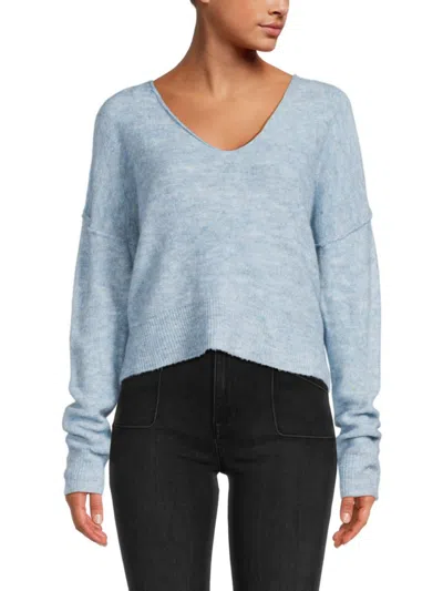 Shop Stitchdrop Women's Brunch V Neck Drop Shoulder Sweater In Sky