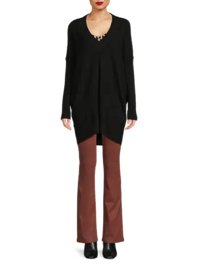 Shop Stitchdrop Women's Ribbed Longline Sweater In Black