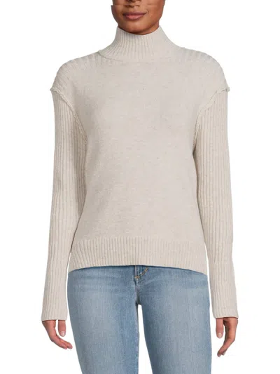 Shop Stitchdrop Women's Ribbed Highneck Sweater In Barley