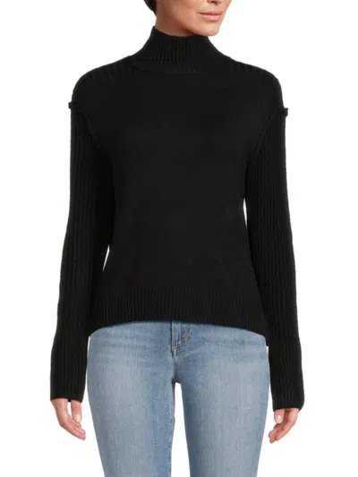 Shop Stitchdrop Women's Ribbed Highneck Sweater In Black