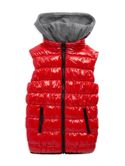 Shop Appaman Little Boy's & Boy's Apex Hooded Puffer Vest In Prize Red