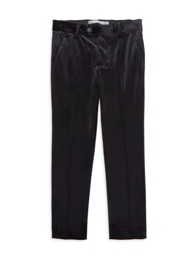 Shop Appaman Little Boy's Slim Suit Pants In Black Velvet