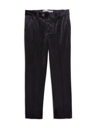 Shop Appaman Boy's Slim Suit Pants In Black Velvet