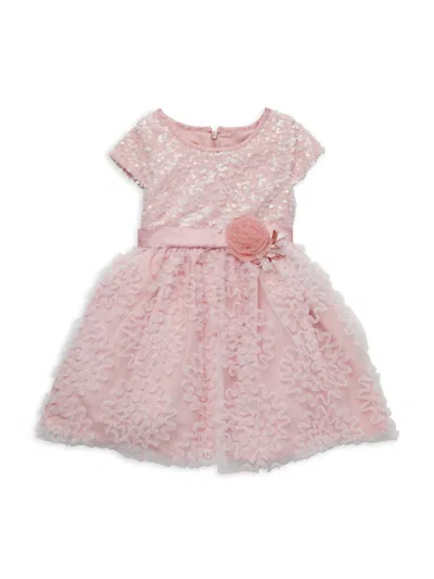 Shop Purple Rose Little Girl's Sequin Fit & Flare Dress In Blush