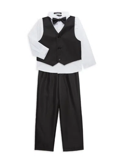 Shop Andrew Fezza Little Boy's 4-piece Vest, Shirt, Pants & Bow Set In Black White