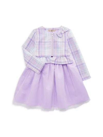 Shop Purple Rose Little Girl's Checked Fit & Flare Dress In Lilac