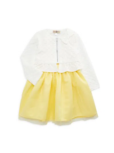 Shop Purple Rose Little Girl's 2-piece Solid Dress & Jacket Set In White Yellow