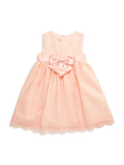 Shop Purple Rose Little Girl's Floral Bow Dress In Peach