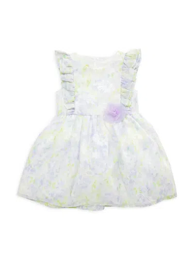 Shop Samara Little Girl's Floral Ruffle A-line Dress In Lilac