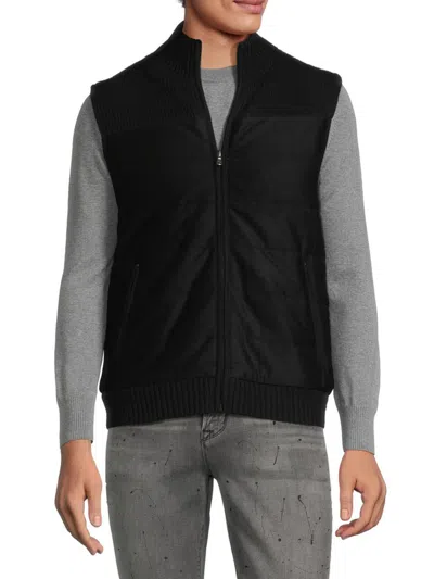 Shop Amicale Men's Quilted Sweater Vest In Black