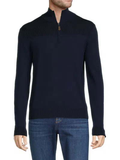 Shop Bruno Magli Men's Zip Front Wool Pullover In Navy
